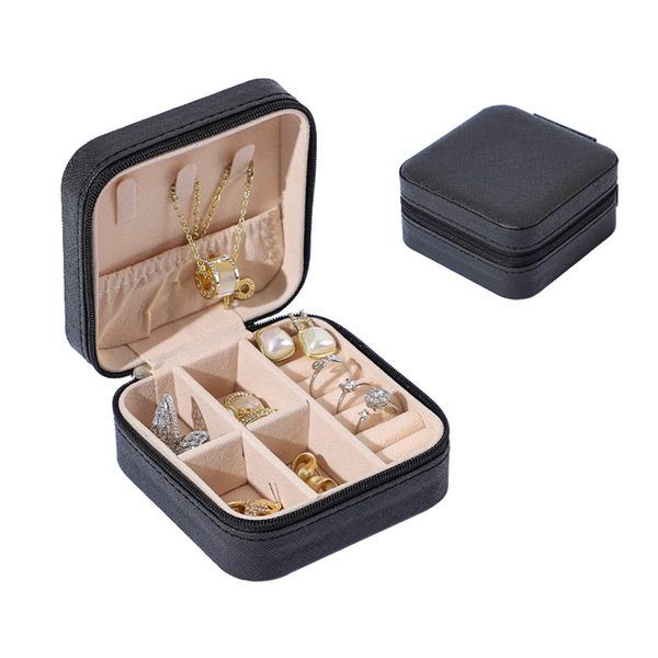 Jewelry Storage, Jewelry Box, Accessory Case, Mini Jewelry Box, Portable, PU Accessories, Storage Case, Ring, Necklace, Earrings, Earrings, Bracelet, Travel, Portable, Convenient Black