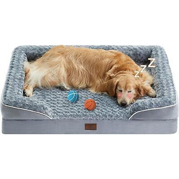 WNPETHOME Dog Beds for Large Dogs, Washable 36.0"L x 27.0"W x 6.5"Th, Grey