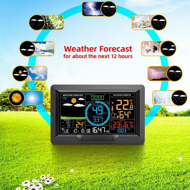 Professional Wireless Weather Station 8-In-1 Rain Gauge with