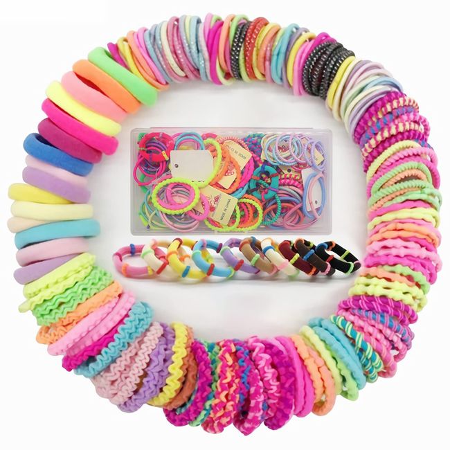 YUTOU 100 Stück Haargummis Mädchen 10 Stile Scrunchies Elastische Haargummis Mehrfarbiger Klein Zopfgummi Mini Dünne Haarschmuck Pferdeschwanz Haarband Set für Kinder, Babys, Mädchen und Frauen