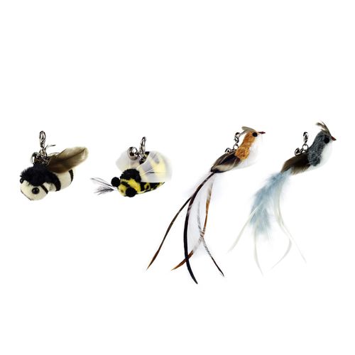 TTcat Cat Feather Toy Replacement Cat Toy Wand Refills, 4 Pcs Natural Bird Feathers Refills, Cat Toy Replacement Feathers for Cat Wand…
