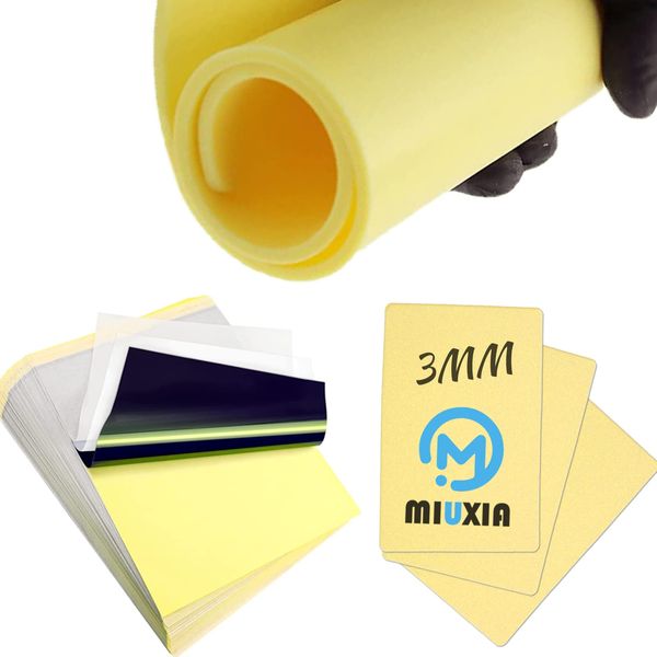 MIUXIA 3MM Tattoo Practice Skin Transfer Paper 18Pcs Tattoo Fake Skin and Tattoo Tracing Paper Including 3Pcs Best Skin Thick 15Pcs Tattoo Stencil Paper Tattoo Supplies