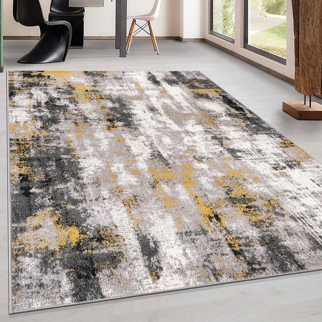 Rugshop Yellow Rug Tralee Modern Abstract Carpet Large Rugs for Living Room 8x10