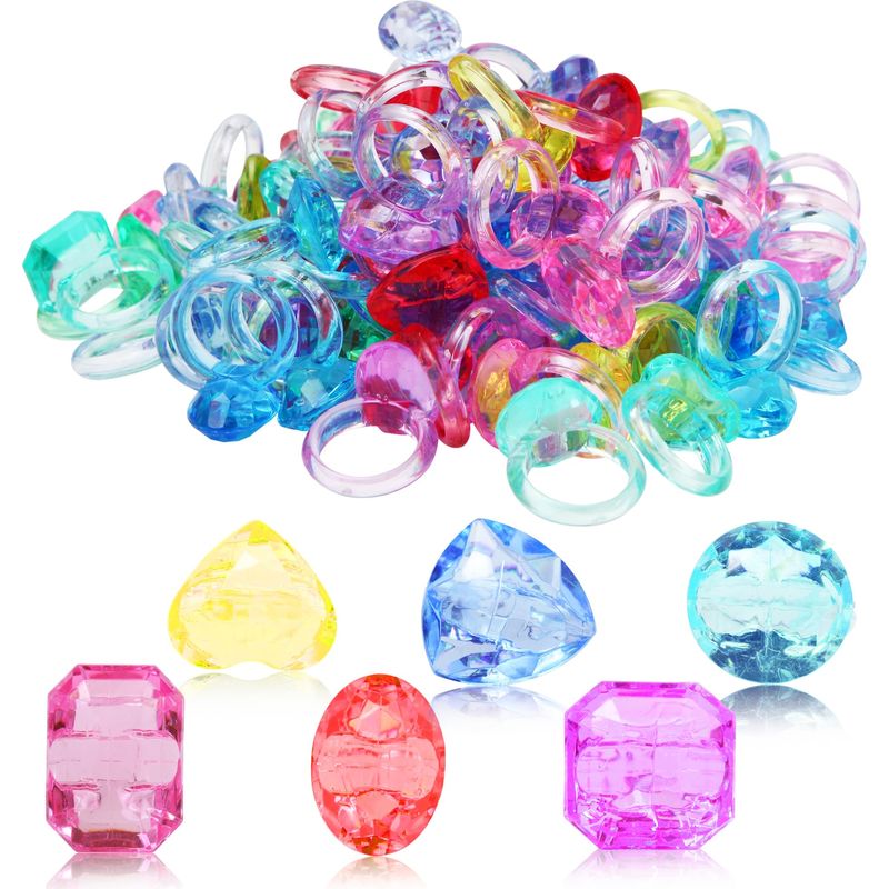 100 Pcs Gem Rings Toys for Kids, Bulk Toys Diamond Ring Party Favors ...