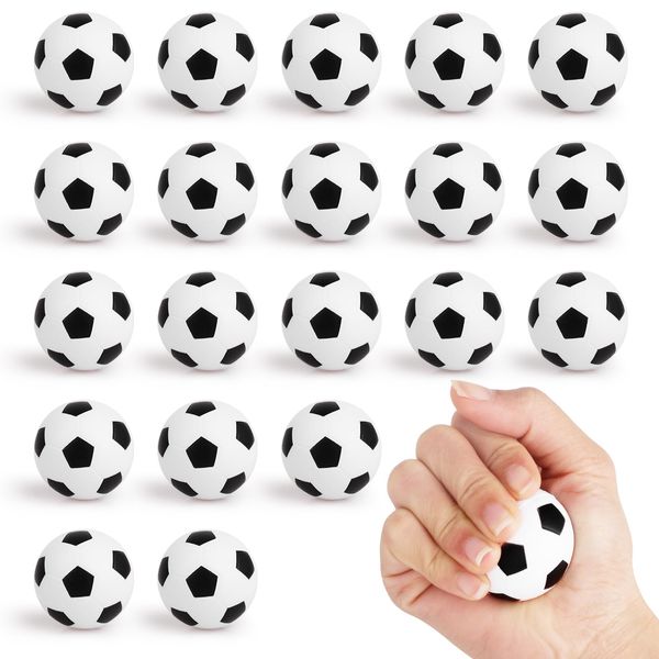 Hxezoc Mini Soccer Stress Balls 20 Packs Soccer Foam Sports Balls Small Squeeze Anxiety Bulk Toy Ball for Kids Soccer Birthday Party, School Carnival Party Supplies