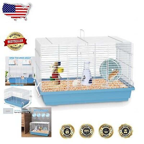 Durable Plastic Hamster Cage with Water Bottle & Bowl | Indoor Small Pet Home