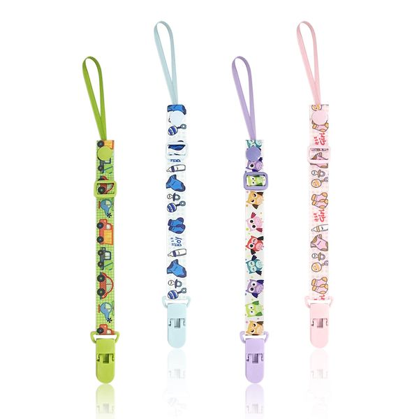 4 pcs pacifier chain pacifier clip, pacifier cord with clip buckle, suitable for pacifier anti-drop chain, shower essentials for boys and girls.