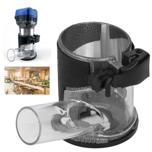 ViaGasaFamido Plunge Router Base Trimming Machine Base Palm Router Base with Black and Transparent Plastic Dust Collection Cover Aluminum Alloy