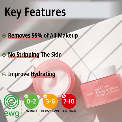 daymellow Light Clean Pink Balm Cleanser 3.04fl.oz/90ml, Face Cleansing Balm, Deep Cleanser, Makeup Remover, Pore Cleansing, Gentle Exfoliating, Moisturized Finish Facial Cleanser Korean Skincare