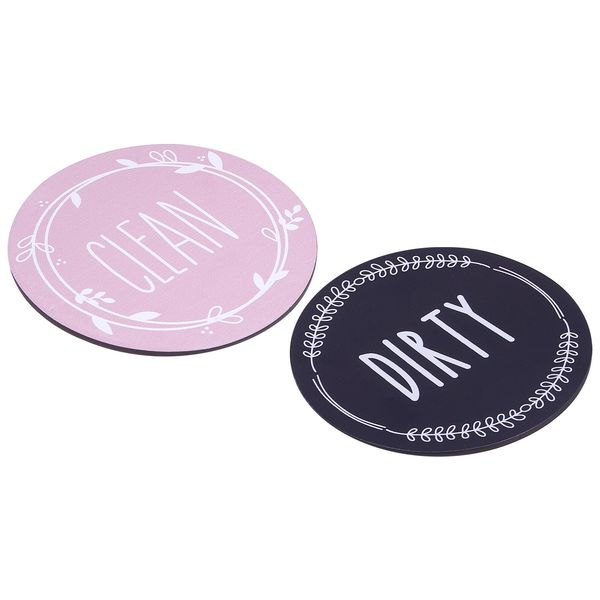 sourcing map Dishwasher Magnet Clean Dirty Sign Round Magnet Pink-Black Double-sided Use for Dishwasher Washing Machine Refrigerator Clean Dirty Sign Indication