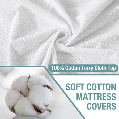 Bedecor Queen Mattress Protector Waterproof Cotton Mattress Cover Pee Proof Liquid Proof Pet Incontinence Elderly Essentials Bed Cover Fitted Sheet Deep Pocket for 9-18 inch Mattress