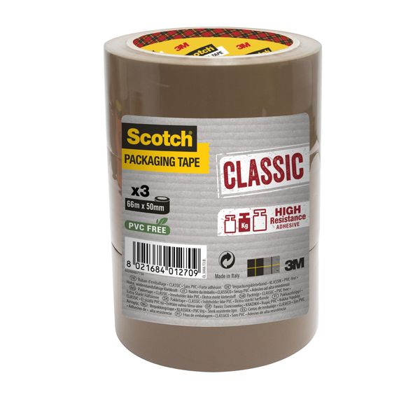 Scotch Packaging Tape Roll - Brown - 50 mm x 66 m, Pack of 3 - Ideal for Packing Boxes and Parcels