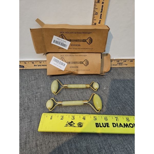 2 Hinsocha Jade Rollers for Face Massager Therapy Relax Beauty - Open Boxes