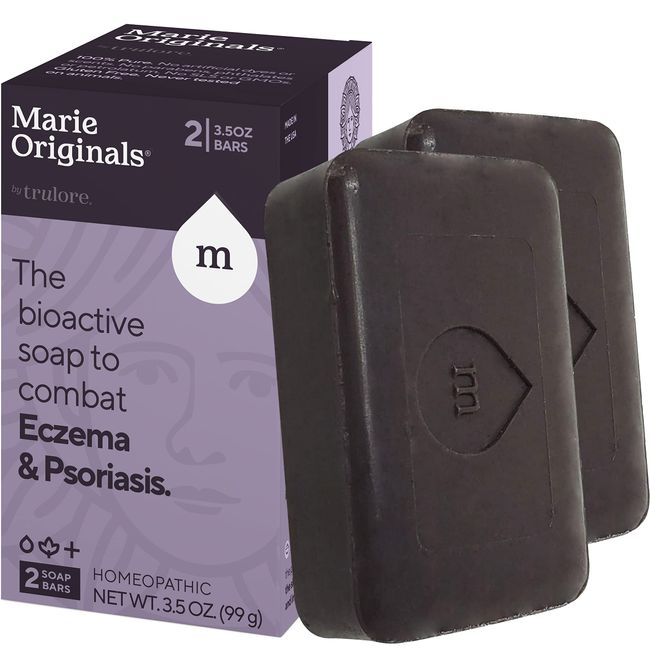 Marie Originals Eczema Face Soap Body Wash Bar – All Natural Psoriasis, Dermatitis Treatment for Dry Itchy Flaky Skin Relief – Gentle Detoxifying, Healing, Anti-Itch, Cleansing Skincare (Pack of 2)