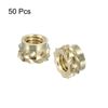 uxcell Insert Nuts with Knobs 50pcs M3 x 3mm L x 5mm OD Brass Nuts for 3D Printing Female Threaded Inserts Brass Heat Set Insert Embedded Nuts