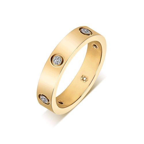 Aojun Fashion Classic 18K Gold Plated Titanium Steel Women Stacking Ring Best Gifts Couples Valentine's Day (Gold, 7)