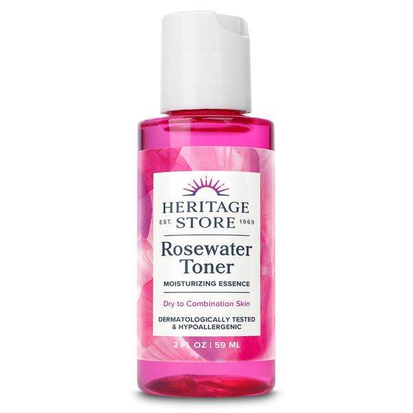 HERITAGE STORE Rosewater Facial Toner with Hyaluronic Acid, Dry to Combination Skin, Hydrating Toner Refines Pores, Minimizes Look of Fine Lines and Wrinkles, Hypoallergenic, Vegan, Cruelty Free, 2oz