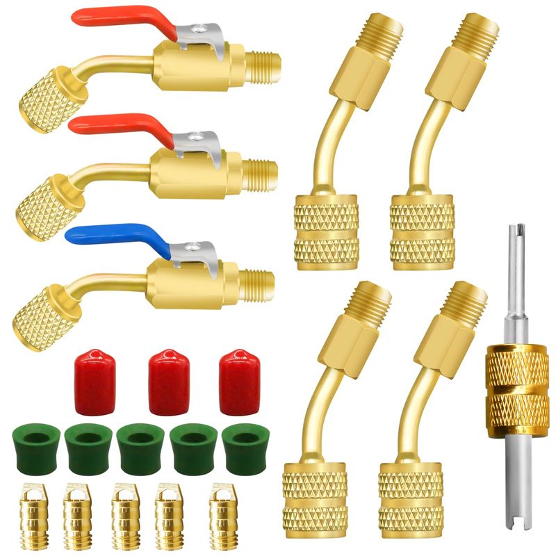 21Pcs Small Split Adapter Kit, R410A Adapter R410A Refrigerant Low Loss ...