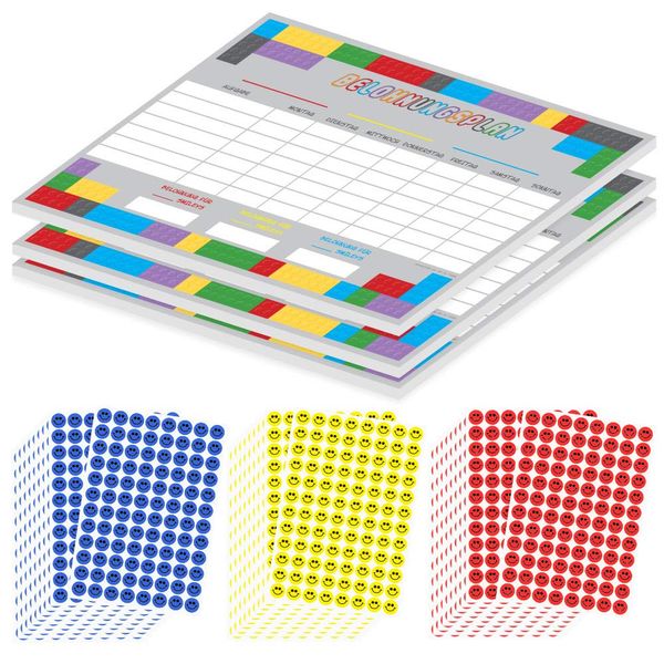 PRICARO 3 x A4 Magnetic Building Blocks Reward Plan 25 Sheets