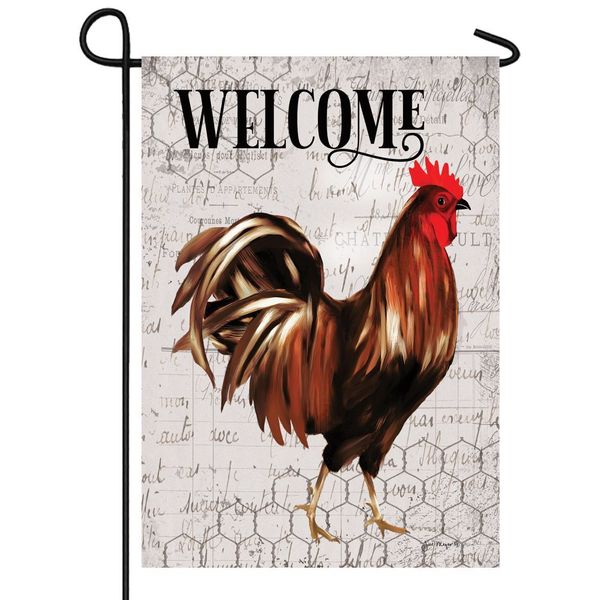 Rooster on Chicken Wire Garden Flag