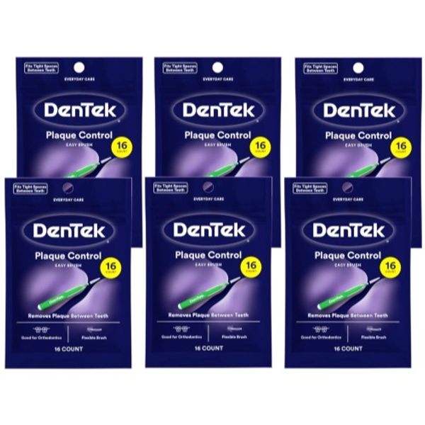 6 Pack DenTek Easy Brush Fresh Mint Tight Interdental Cleaners, 16 Each
