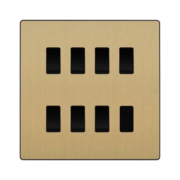 BG Evolve Satin Brass 7 Gang Intermediate Custom Grid Light Switch with Back Box Included