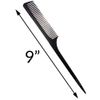 Fine Tooth Teasing Tail Comb 9", with Thin and Long Handle (2 Pack)