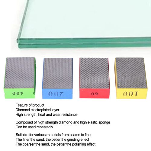 4Pcs Sanding Blocks, Diamond Polishing Pads, Hand Sanding Pads for Sanding Concrete Glass Tiles Stone etc, 60# 100# 200# 400# Grit