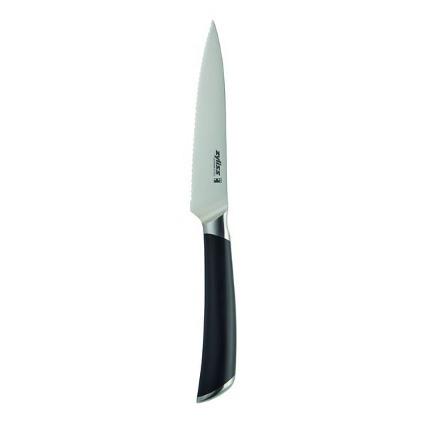 Zyliss Comfort Pro Serrated Paring Knife, 11.5cm/4.5in, Sharp Forged German Stainless Steel, Antibacterial Black Handle with Finger Rest, Professional Kitchen Knife/Vegetable Knife, Dishwasher Safe