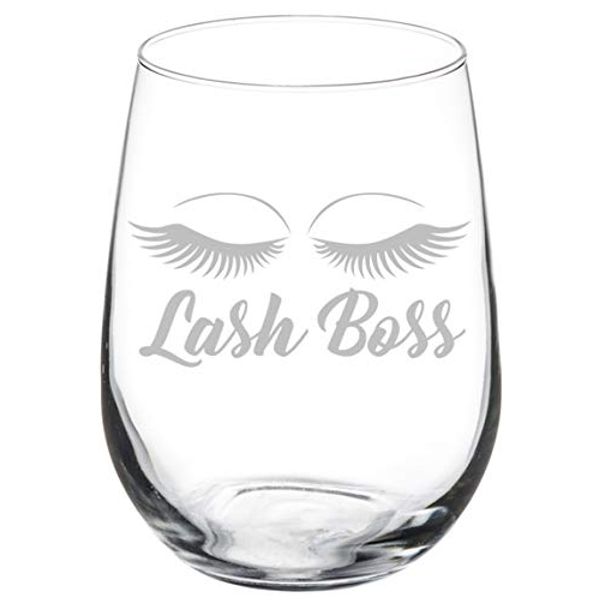 Wine Glass Goblet Makeup Lash Extension Artist Lash Boss (17 oz Stemless)