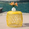 GDFStudio Outdoor 19 Inch Diameter Lattice Iron Side Table (Matte Yellow)