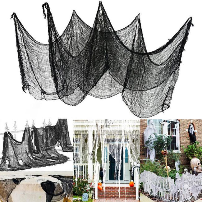 DFsucces Halloween Goods Ornaments Ghost Spider Web 76cm x 183cm Hanging Haunted House Decoration Props Halloween Party (Black)