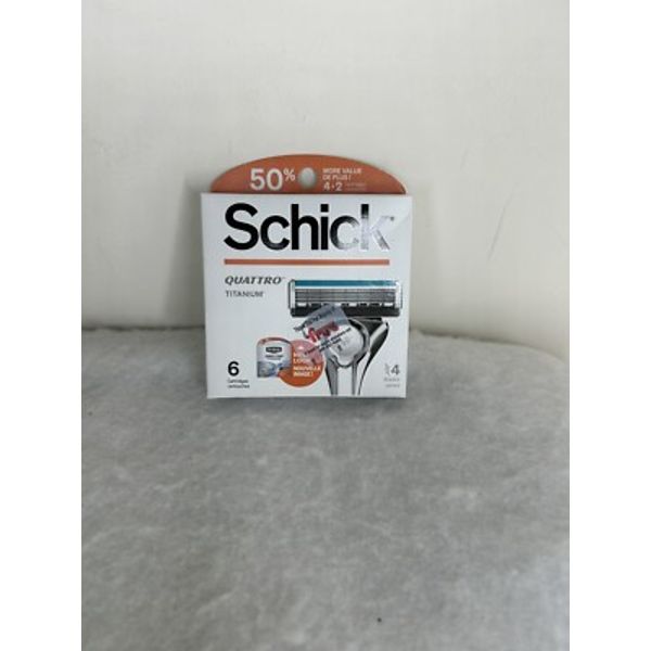 Schick Quattro Titanium Men's Razor  4 Blade Refills 6 Cartridges Blades