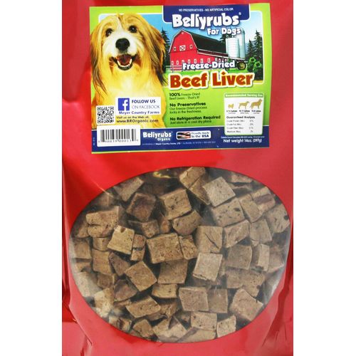 Bellyrubs Freeze-Dried Beef Liver Treats for Small to Large Dogs 14oz | 100% Real Beef Liver Chews | All-Natural Gluten & Grain Free | High Protein Premium Dog Training Treat | Made in USA
