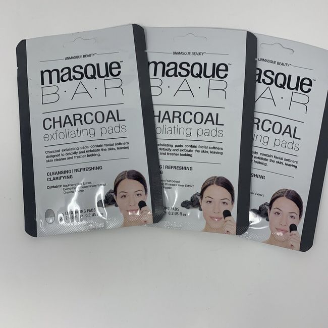 Masque Bar Charcoal Exfoliating Pads Cleanse Refresh Clarify 2 pcs Lot of 3