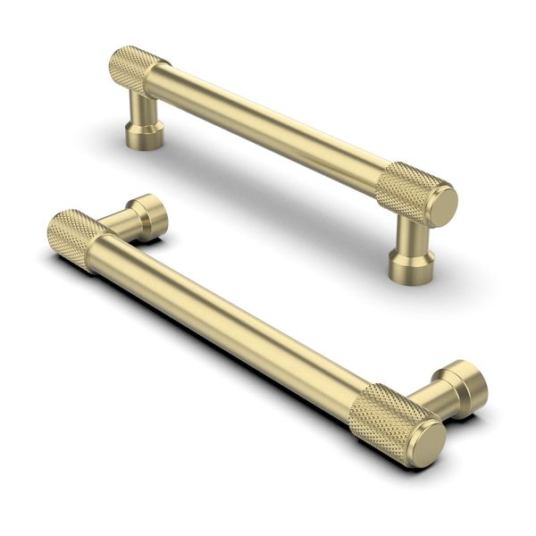 FURNIWARE Pack of 10 Cabinet Handles Gold Knurled Cabinet Pulls 128mm(5 Inch) Hole Center Cabinet Handles Drawer Pulls Cabinet Hardware Handles