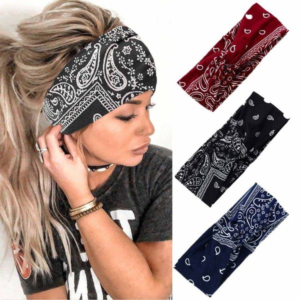 Fashband Frauen Stirnbänder 3 PCs Boho Criss Cross Head Wrap Haarband Elastisches Turban Haarband Yoga Laufsport Workout Headwraps für Mädchen. (Cashewnüsse 2)