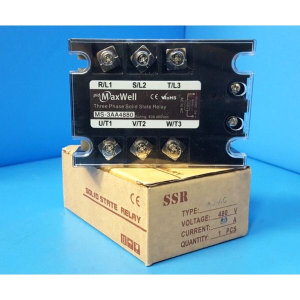THREE PHASE SOLID STATE RELAY, MS-3AA4880, MAXWELL, 480VAC, 80A, 3 PHASES,