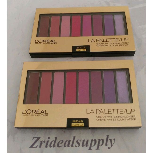 L'OREAL LA PALETTE/LIP CREAM MATTE HIGHLIGHTER PLUM 02 SEALED PACK OF 2