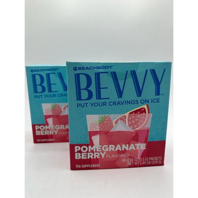 Beachbody Bevvy Pomegranate Berry tea supplement 80 packets -Read Description