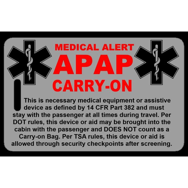 Lo-Viz Gray Carry-On APAP  Bag Tag - TSA - Sleep Apnea