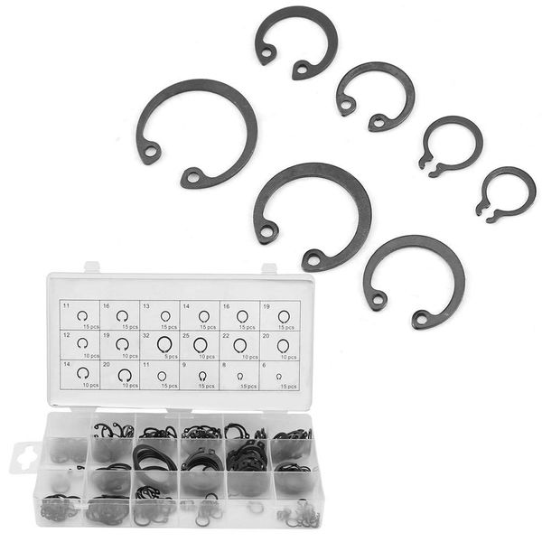 Qiilu [225 Pieces] Snap Ring Set for Axles, Snap Rings for Axles, Snap Rings for Holes, Bolton Pack