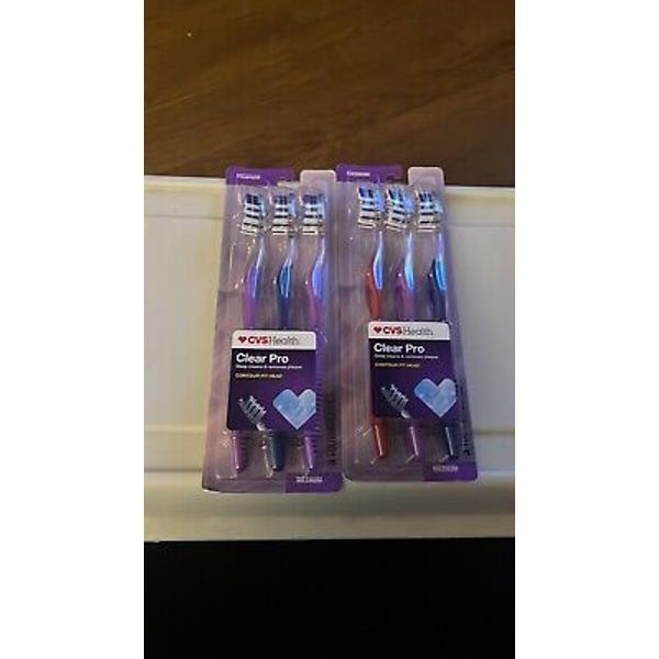 Toothbrush Clear Pro CVS Health Medium Lot Bundle 2 Three Packs Contour Fit Head