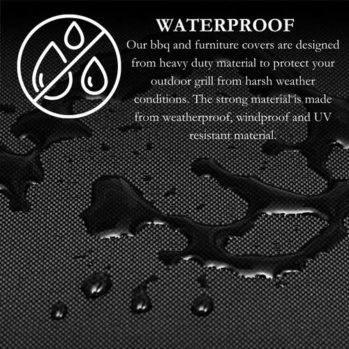 Garden Furniture Cover, BBQ Cover Black Waterproof, Barbeque Covers Outdoor Patio Seating, Table, Chair Protection, Strong Windproof & Anti-UV Wipe Clean (501-132 x 66 x109)