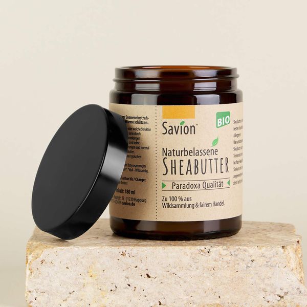 Savion Naturbelassene Sheabutter | Bio & Fairtrade | Für Haut & Haar | Karitébutter pur | Sheabutter 100% natürlich (180 ml)