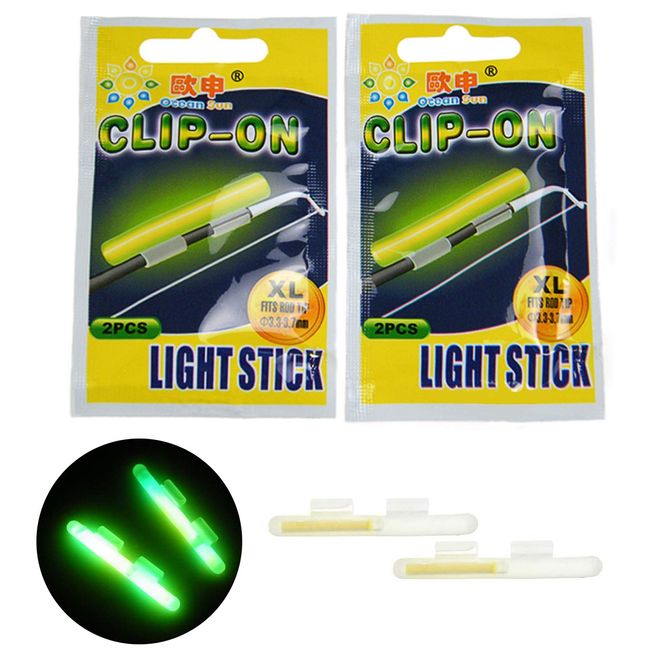 THKFISH Fishing Glow Sticks Rod Tip Glow Sticks Fishing Rod Floats Glow Sticks Fishing Rod Night Fishing Light Fishing Green Fluorescent Light 20pcs(10bags) #L