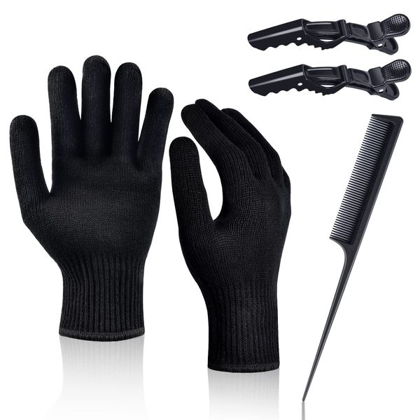 IKOCO Heat Resistant Gloves for Hair Styling, Zeberine 2Pcs Professional Heat Proof Glove Mitts for Hair Styling Curling Iron Flat Iron and Curling Wand Hot-Air Brushes,Universal Fit Size