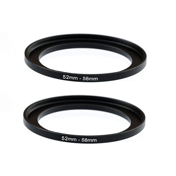 (2-Pcs) 52-58MM Step-Up Ring Adapter, 52mm to 58mm Step Up Filter Ring, 52 mm Male 58 mm Female Stepping Up Ring for DSLR Camera Lens and ND UV CPL Infrared Filters