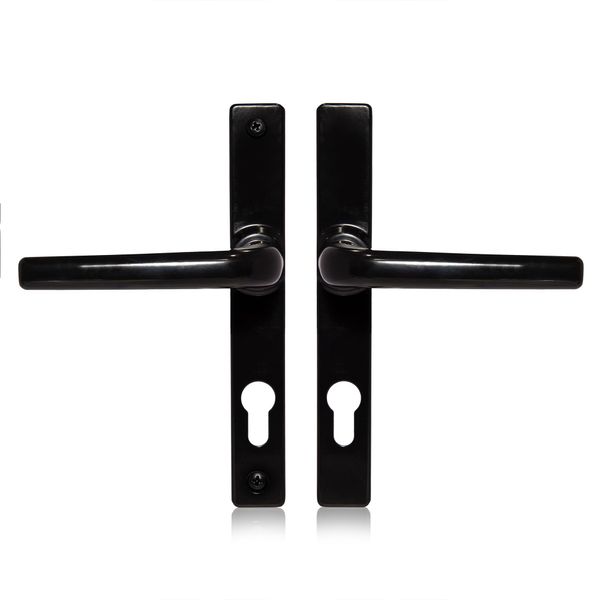 XFORT Uros Matt Black (PZ 70mm, Screw Hole Distance 180mm, Overall 205mm) Zamak Ferco Door Handle Replacement, UPVC Front Door Handle Compatible with GU Ferco Locking System