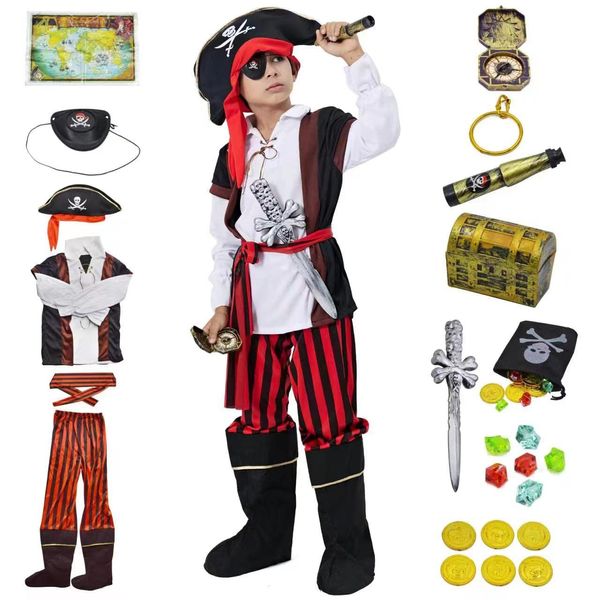 DNQCOS Pirate Costume Role Play Set - Sea Buccaneer Costume Dress up Carnaval Birthday Christmas Gifts (Costume Set, 10-12 Years)